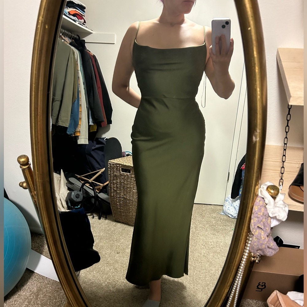 Formal satin green dress